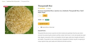 Unpolished Thooyamalli Rice online | Salem Mango